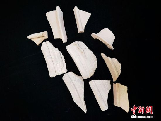 圖為靜寧縣賈河鄉竇坪村出土的彩陶片、紅陶片。 夏劍鋒 攝