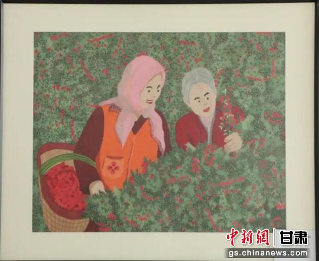 靖遠(yuǎn)縣枸杞種植業(yè)帶動(dòng)10多萬農(nóng)民脫貧致富。刺繡 王明風(fēng) 繡稿 胡靜