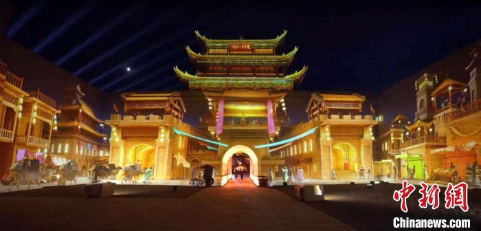 2024年7月15日，甘肅嘉峪關(guān)開(kāi)啟“夜游”模式。圖為夜游燈光劇《天下嘉峪關(guān)》光影效果。(甘肅嘉峪關(guān)關(guān)城景區(qū)供圖)