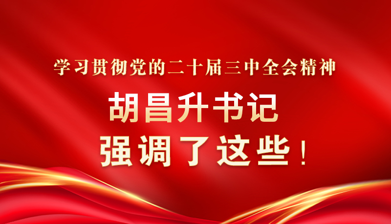 圖解|學習貫徹黨的二十屆三中全會精神 胡昌升書記強調了這些！